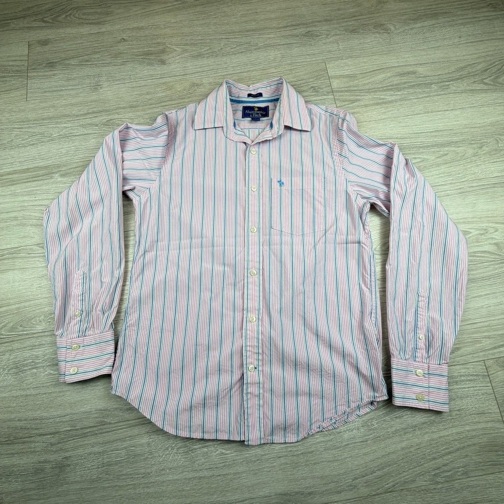 Abercrombie & Fitch Mens Stripe Button Down Shirt Long Sleeve Muscle Fit Large